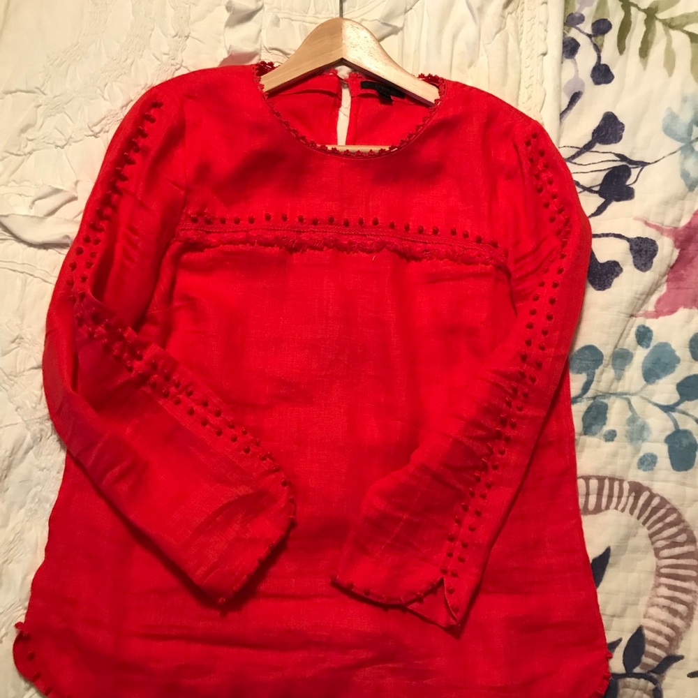 J.Crew Red Linen Blouse